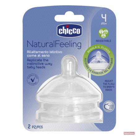 Chicco NaturalFeeling egyenes etetőcumi 4hó+ változtatható áramlás 2db 